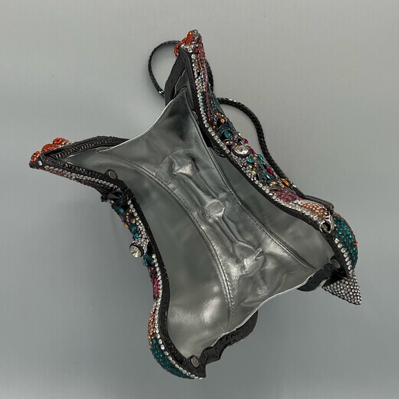 Natasha Couture Women's Blue Embellished Crystal Bird Handbag Clutch Bag - Picture 9 of 10